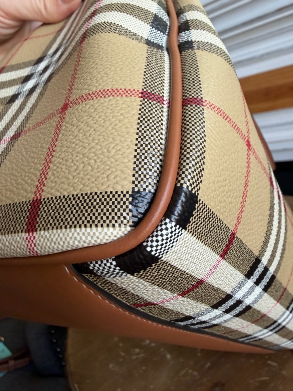 Burberry Medium Check Bowling Bag handle and shoulder carry w/ free purse charm! - Picture 13 of 16